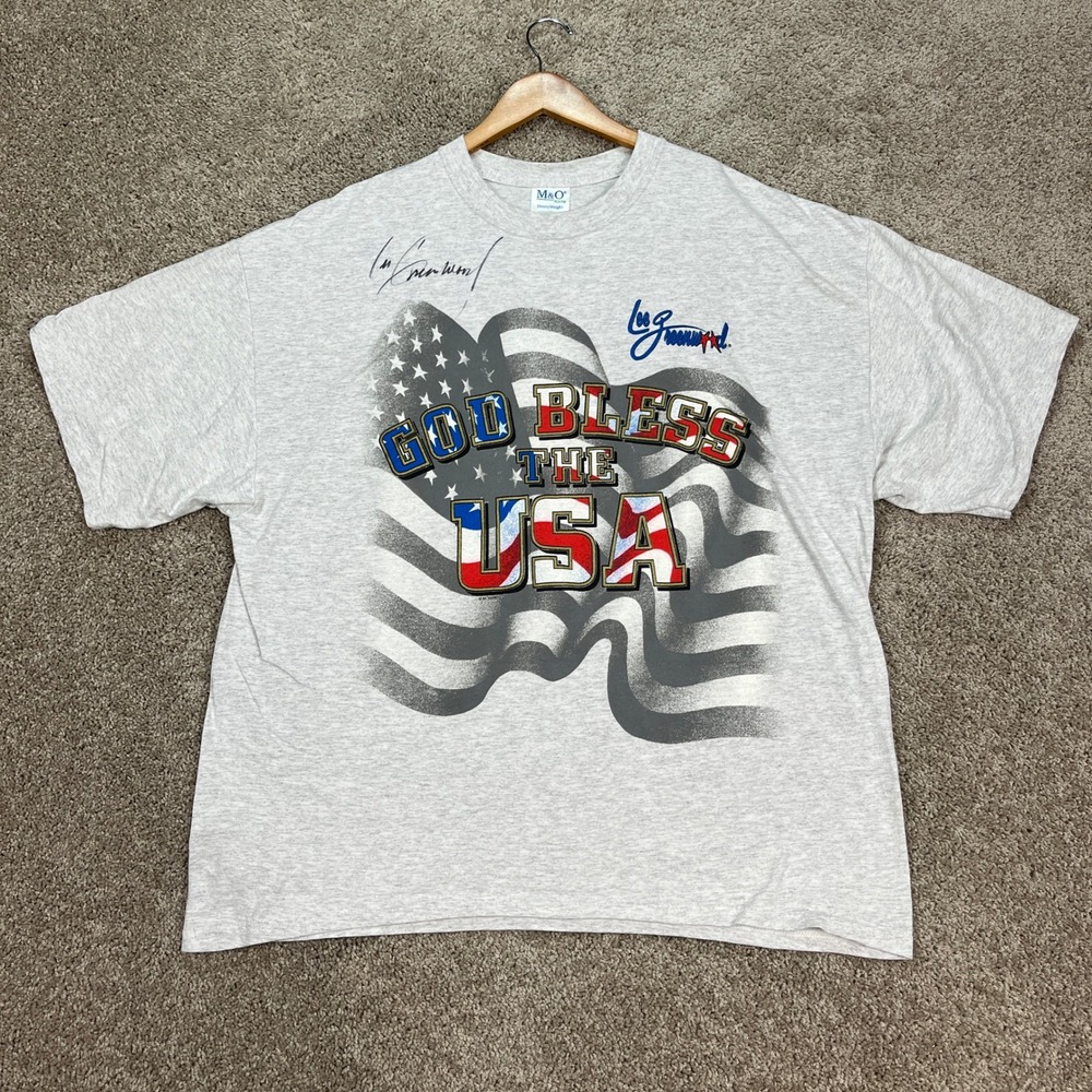 Lee Greenwood Signed T-Shirt Men XXL Gray Short Sleeve God Bless the USA EUC